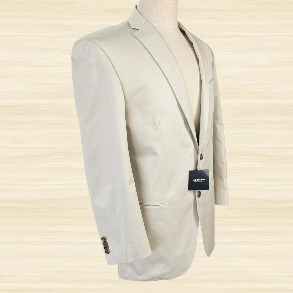 Indochino Made to Measure Tan Blazer Red Floral Lining Sport Coat Mens 40R